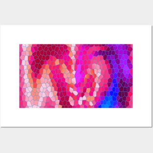 Pink Purple Blue and Magenta Abstract Art Mosaic Pattern Posters and Art